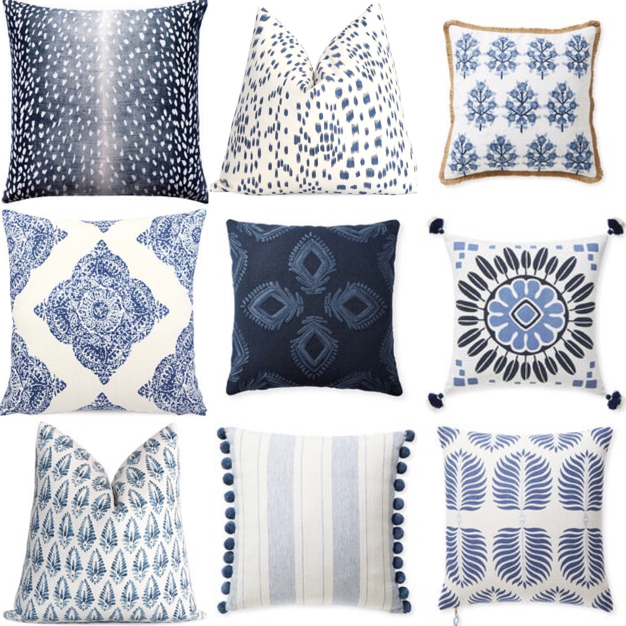 Blue and White Pillow Love - Petite Haus